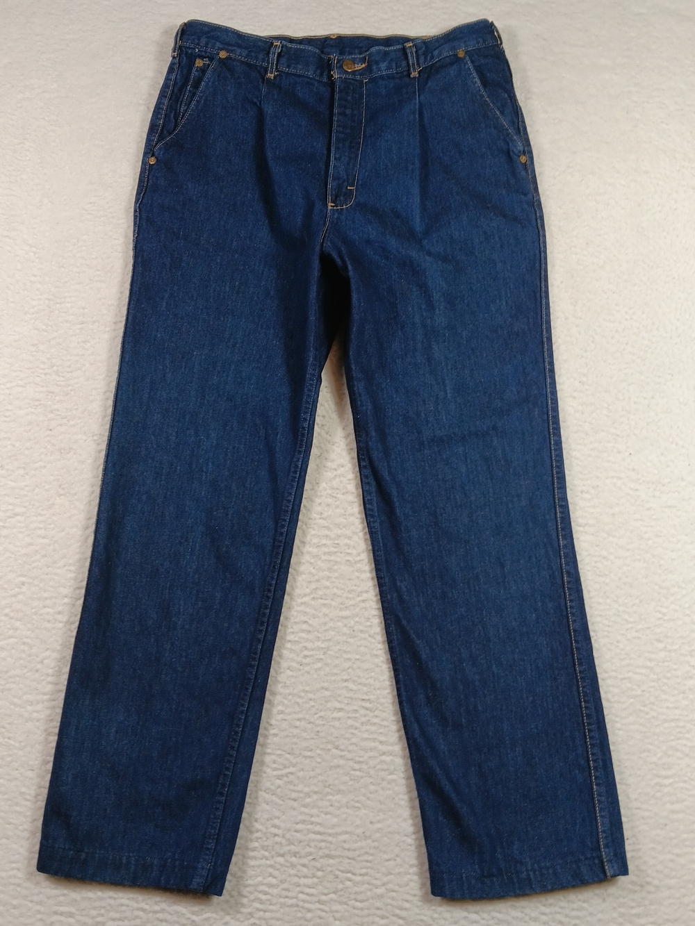 Vtg 70s 80s Lee Jeans Mens 36x32 (33x31) Blue Denim Pleated Flap Pockets Scovill